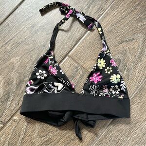 Victoria’s Secret / Black Floral Bikini Swim Top